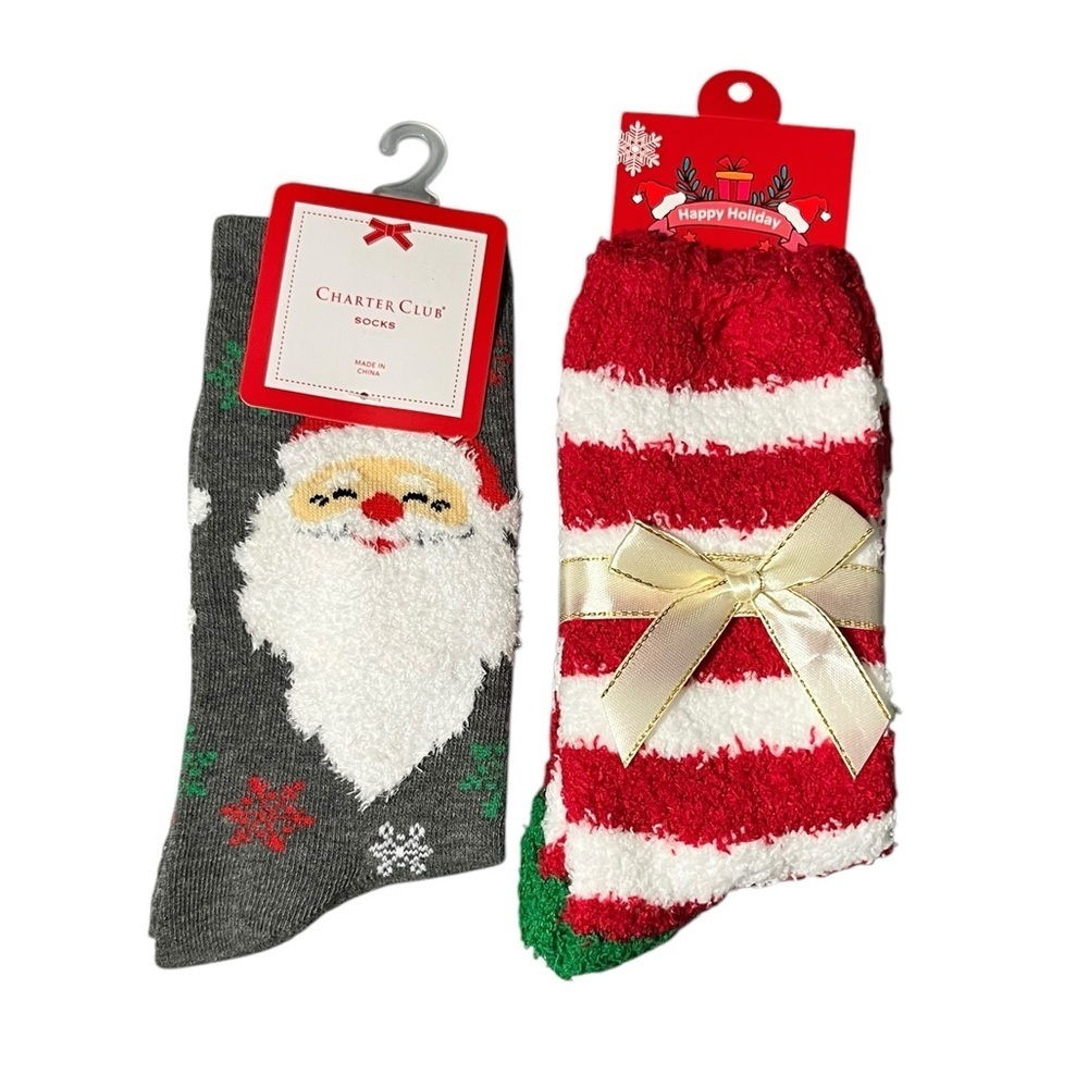 Charter Club & 89th and Madison Christmas Socks Set New Red/Green